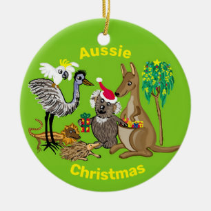 Santa in Australia Ceramic Ornament