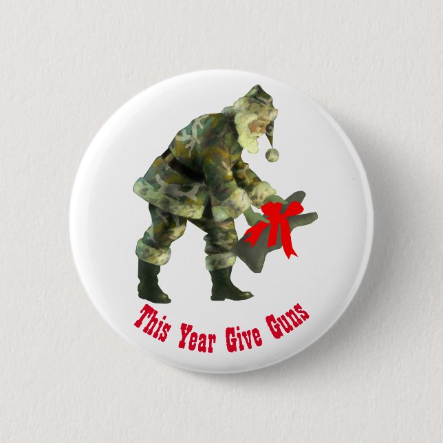 Santa in Camouflage Pinback Button (Front)