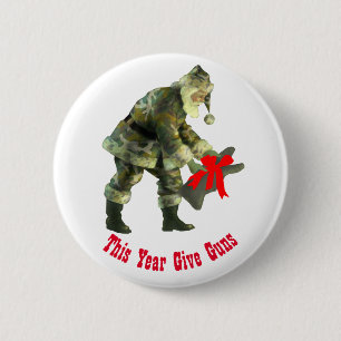 Santa in Camouflage Pinback Button