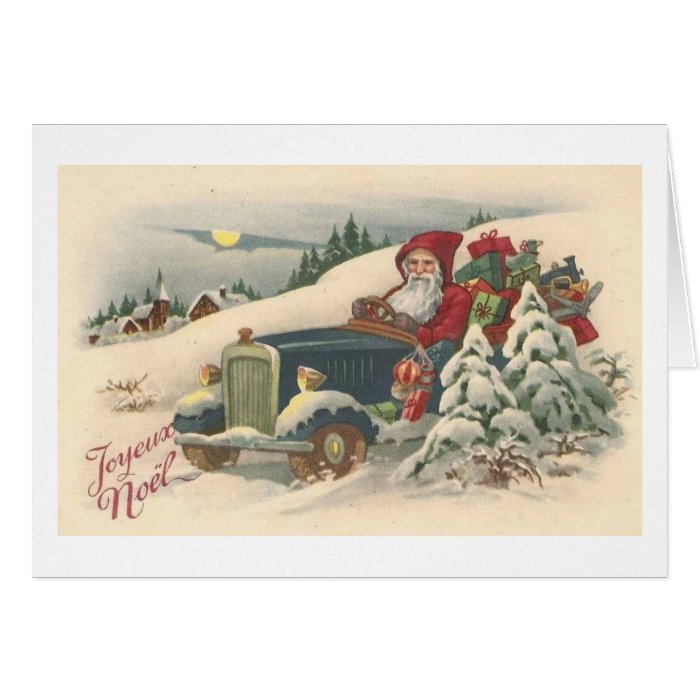 Santa in car   oldtimer   toys  France 1900s #X018 Greeting Card