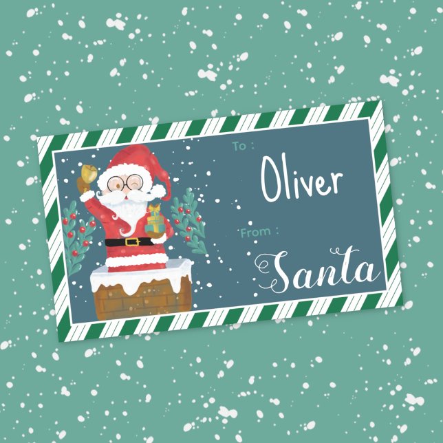 Santa in Chimney Kid Gift Tag Sticker (Creator Uploaded)