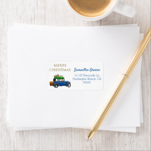 Santa in Classic Car Label