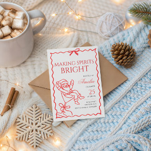 Santa in Cocktail Glass Christmas Party Invite
