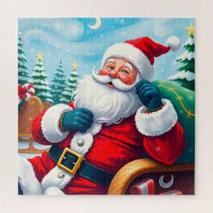 🎅 Santa in Cozy Sleigh Christmas Joy ❄️ Jigsaw Puzzle