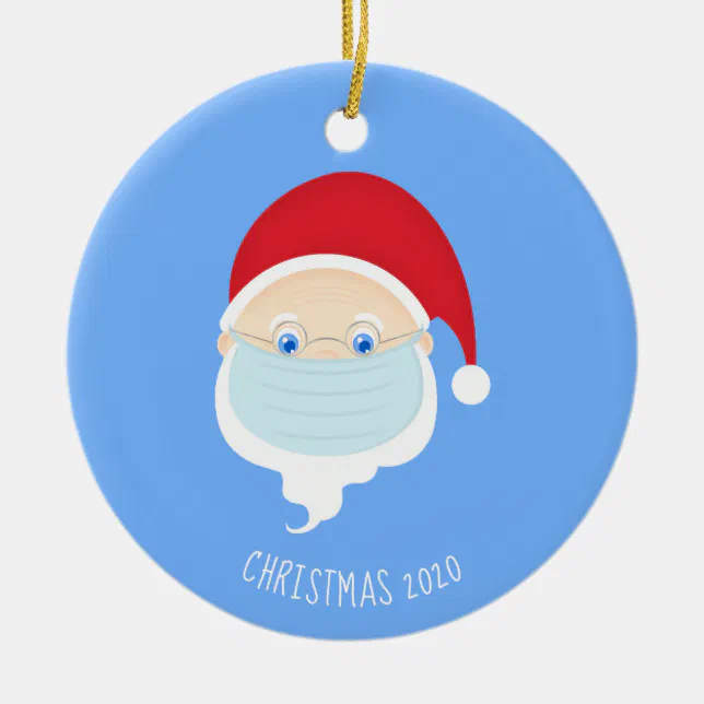 Santa in Face Mask Christmas 2020 Ceramic Ornament | Zazzle