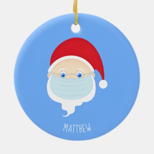 Santa in Face Mask Christmas 2020 Ceramic Ornament | Zazzle