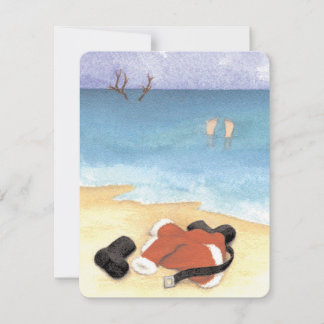 Santa in for a Swim  Holiday Card