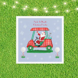 Santa In Golf Cart Christmas Name Paper Napkin<br><div class="desc">Santa is hitting the links on this festive Christmas Golf Party Personalized Party Napkins. A great party napkin with your name/s on it to add to the festive decorative table! You may easily alter the color and font colors of the text. This comes with coordinating party invitations and supplies. You...</div>