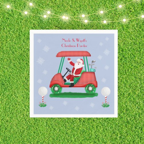 Santa In Golf Cart Christmas Name Paper Napkin