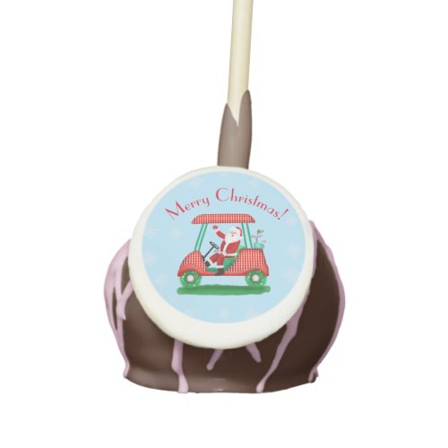 Santa In Golf Cart Christmas With Snowflakes  Cake Pops