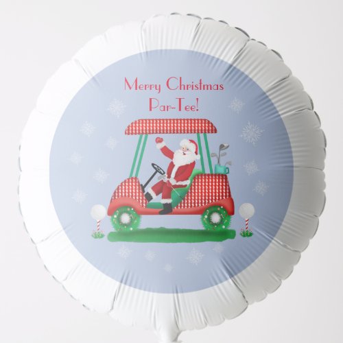 Santa In Golf Cart Merry Christmas Balloon