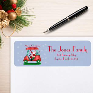 Santa In Golf Cart Merry Christmas!  Label