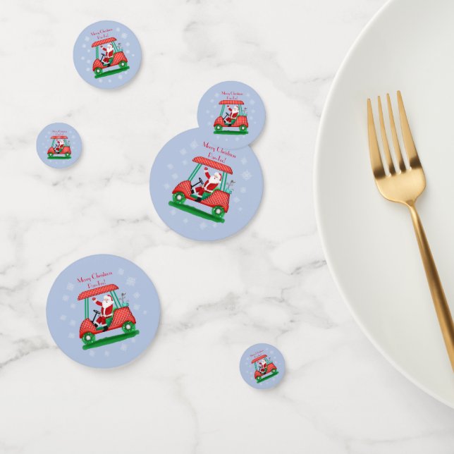 Santa In Golf Cart Merry Christmas Par-Tee!  Confetti (Group)