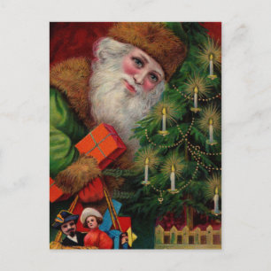 Santa in Green Postcard