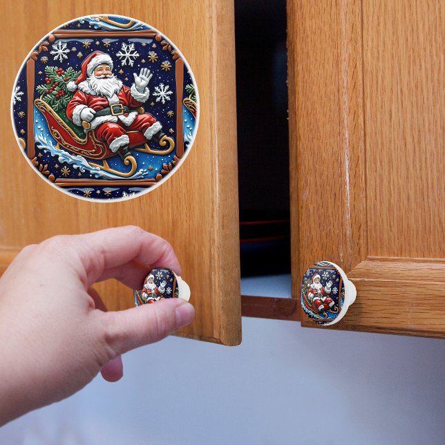 Santa in His Sleigh Christmas Ceramic Knob (Creator Uploaded)