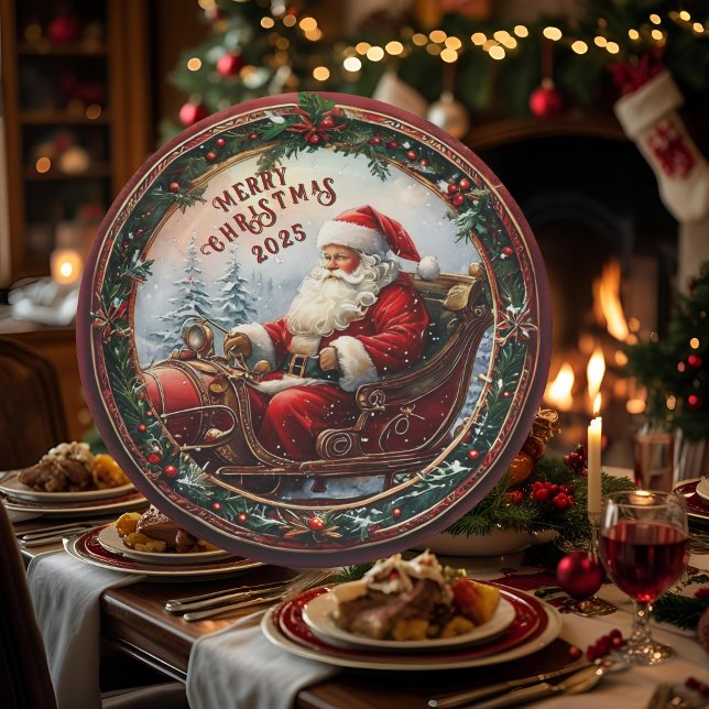 Santa in His Sleigh Paper Plates (Creator Uploaded)