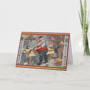 Santa in his Workshop, Merry Christmas, Card