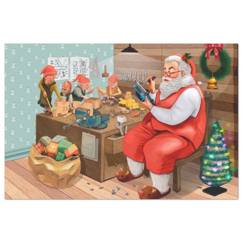 Santa in his Workshop Tissue Paper