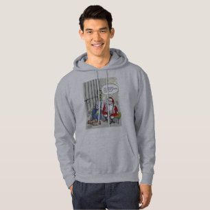 Santa In Jail gray hooded sweatshirt