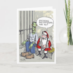 Santa in Jail greeting card