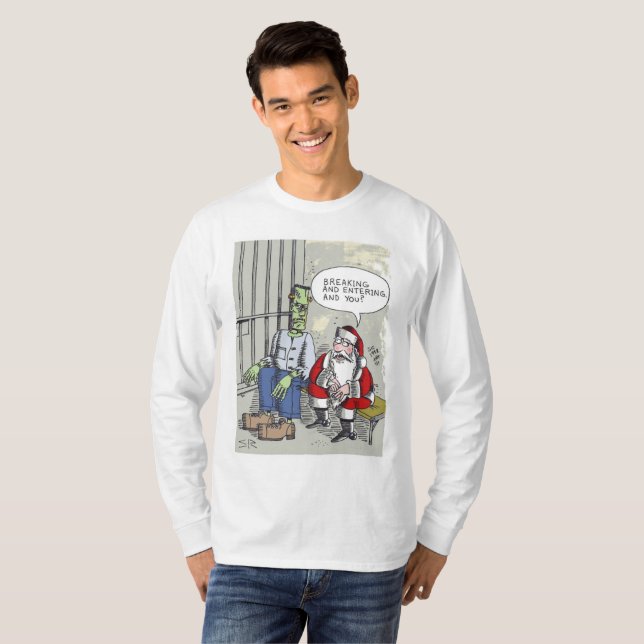 Santa In Jail long sleeve shirt (Front Full)