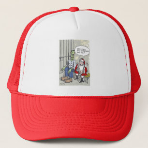 Santa In Jail red and white foam trucker hat