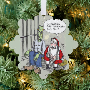 Santa In Jail snowflake paper ornament Card