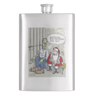 Santa in Jail stainless steel flask