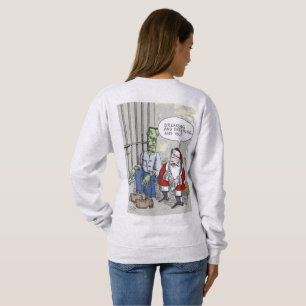 Santa In Jail women ash gray sweatshirt back
