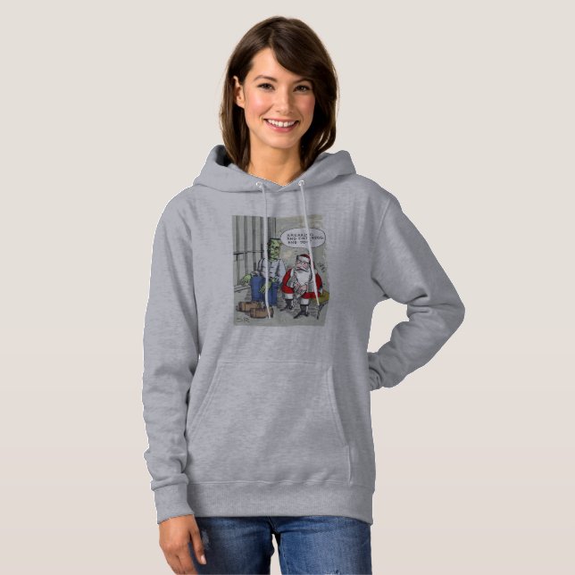 Santa In Jail women gray hooded sweatshirt (Front Full)