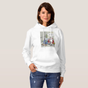 Santa In Jail women white hooded sweatshirt
