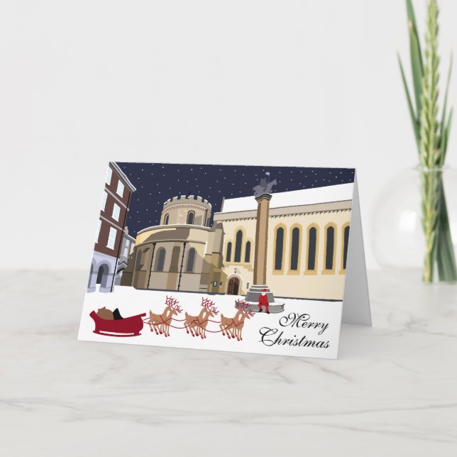 Santa In London Christmas Holiday Card (Front)