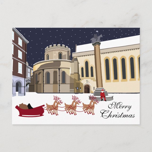 Santa In London Christmas Holiday Postcard (Front)