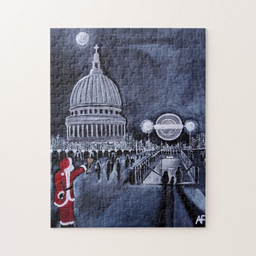 Santa in London Painting by Alfred Fox Jigsaw Puzzle