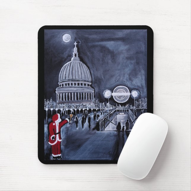Santa in London Painting by Alfred Fox Mouse Pad (With Mouse)