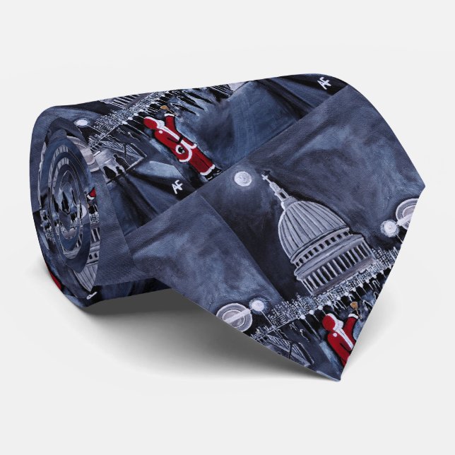 Santa in London Painting by Alfred Fox Neck Tie (Rolled)