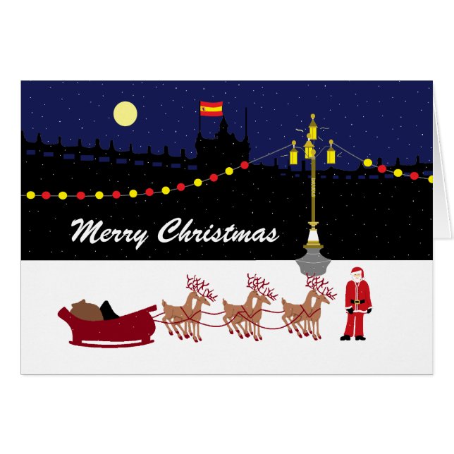 Santa In Madrid Christmas Cards (Front Horizontal)