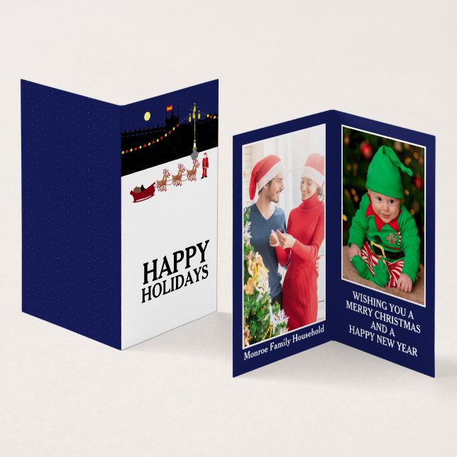 Santa In Madrid, Family Photo Christmas Card (Inside and Outside)