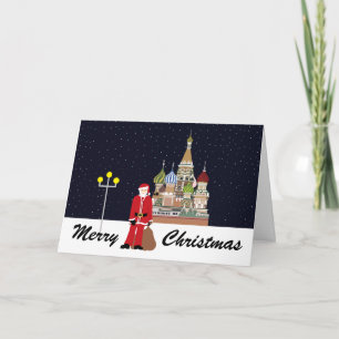 Santa In Moscow Christmas Holiday Card