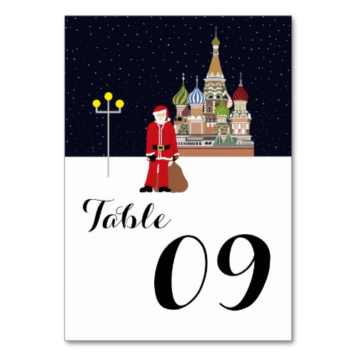 Santa In Moscow Christmas Number Table Number