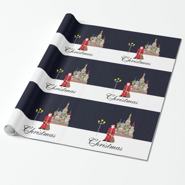 Santa In Moscow Christmas Wrapping Paper (Unrolled)