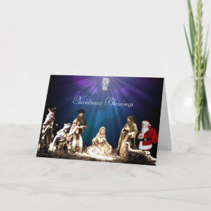 Santa in Nativity Card