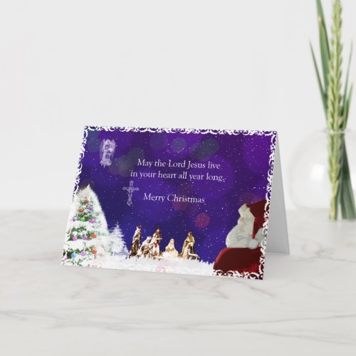 Santa in Nativity Holiday Card