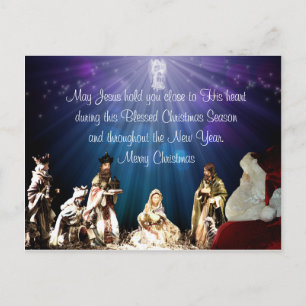 Santa in Nativity Postcard