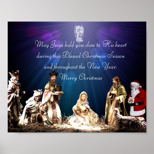 Santa in Nativity Poster