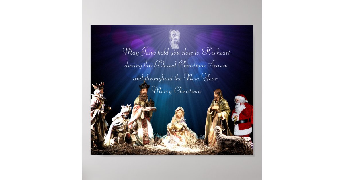 Santa in Nativity Poster | Zazzle