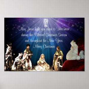 Santa in Nativity Poster
