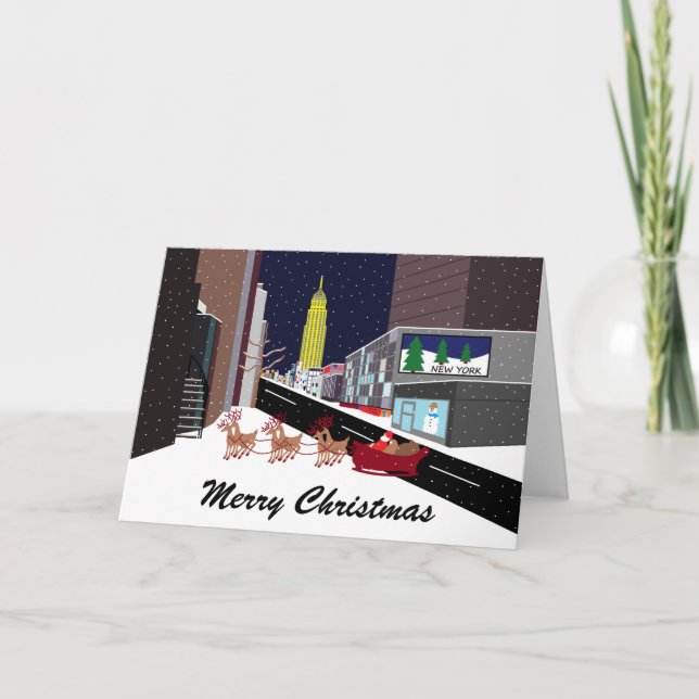 Santa In New York Christmas Holiday Card (Front)