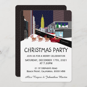 Santa In New York Christmas Party Invitation
