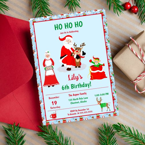 Santa In North Pole Birthday Invitation
